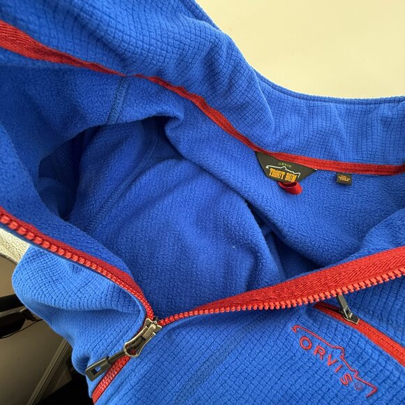 Orvis Trout Bum Fleece Blue Red Full Zipper Size XXL Outdoor Hiking Athletic - Picture 11 of 14